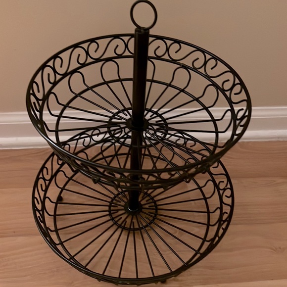 2 Tier Countertop Fruit Basket Holder Decorative Bowl Stand - Picture 2 of 3